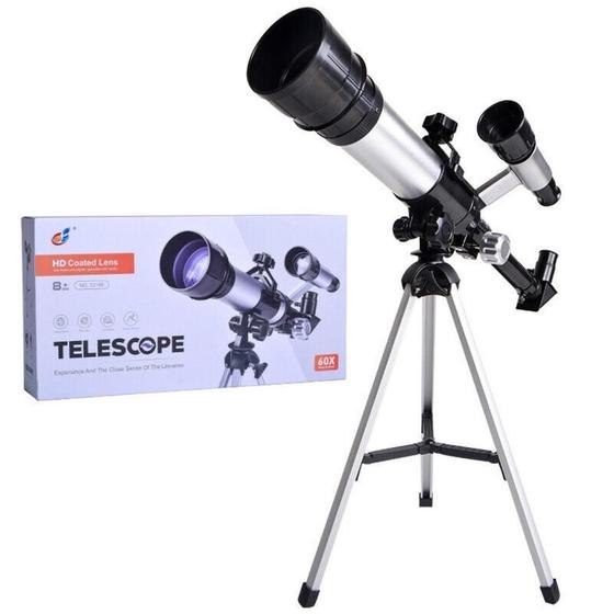 Imagem de Telescopio astronomico 60x completo refrator microscopio terrestre constelacao estrelas luneta alcance com tripe ajustáv