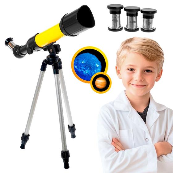 Imagem de Telescópio Astronômico Foco Ajustável Astronomia Polilab Refrator Zoom 80x Com Tripé
