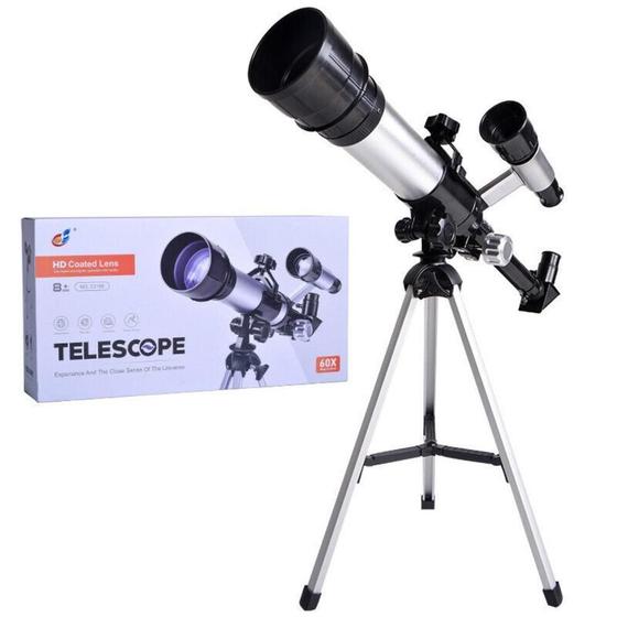 Imagem de Telescopio astronomico profissional refrator microscopio luneta alcance 60x com tripe