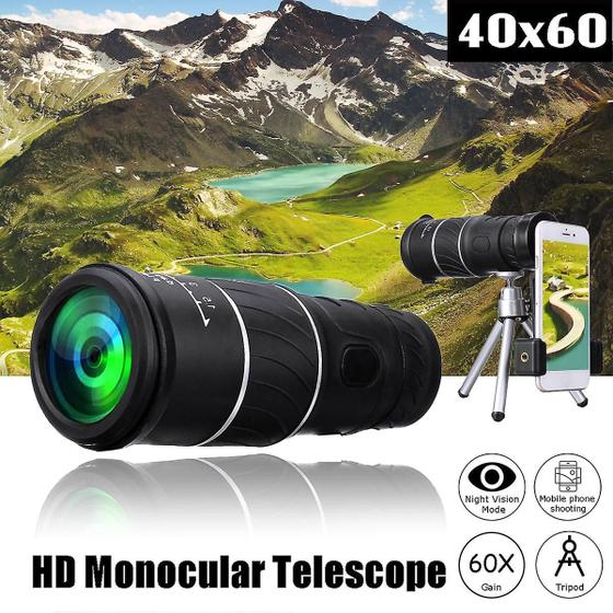 Imagem de Telescópio Monocular 40x60 HD com Tripé - Ideal para Camping, Caça e Observação