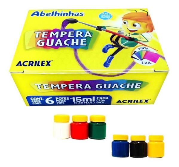 Imagem de Tempera Guache 15ml 6 Cores Acrilex Pct c/ 12 Caixas