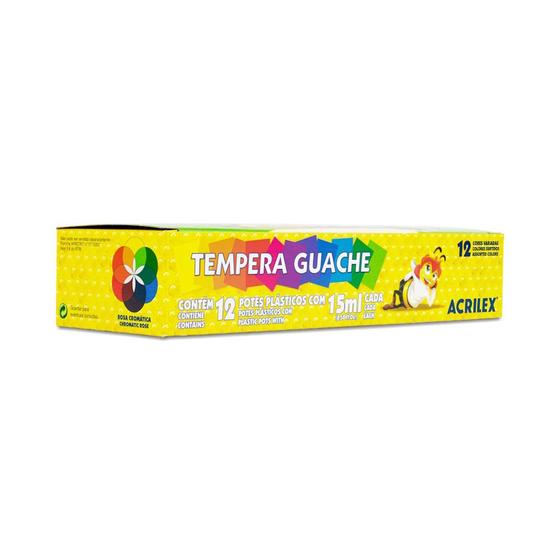 Imagem de Tempera Guache 15ml Caixa com 12 potes Acrilex ref. 02012