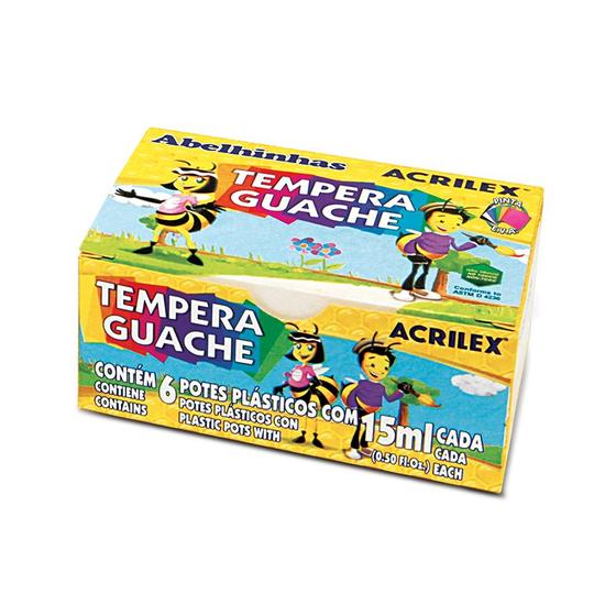 Imagem de Tempera Guache 15ml Caixa com 6 potes Acrilex ref. 02020