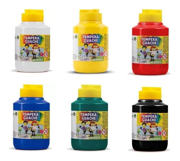 Imagem de Tempera Guache Acrilex 250ml Pacote Com 06 Cores