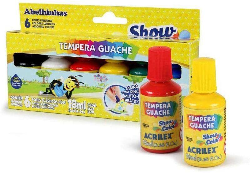 Imagem de Tempera Guache com Pincel 6 Unidades - Acrilex