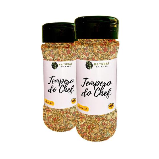 Imagem de Tempero Chef Com Sal 100% Natural Kit 2 Pote Com Dosador 60G