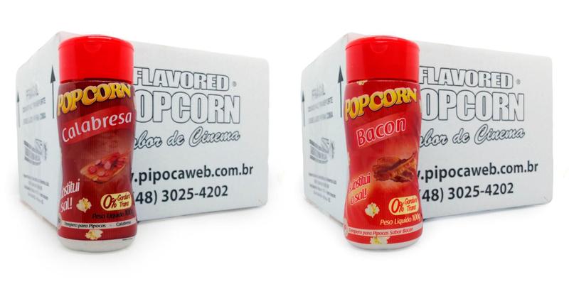 Imagem de Tempero para Pipoca - 12 Frascos - Calabresa + Bacon - 100g