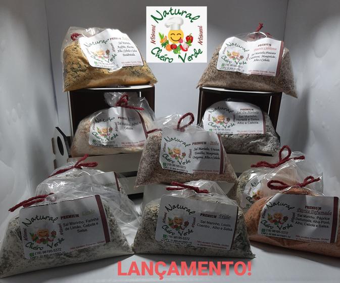 Imagem de Tempero Pronto Artesanal Seco. Sem corantes, glúten, glutamato. Kit PREMIUM NATURAL CHEIRO VERDE.