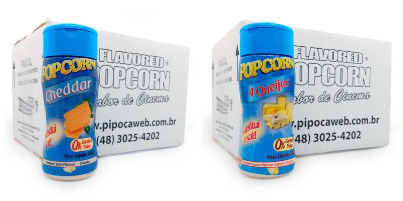 Temperos Para Pipoca 24 Un - Cheddar E 4 Queijos - Flavored Popcorn Imagem de Temperos Para Pipoca 24 Un - Cheddar E 4 Queijos