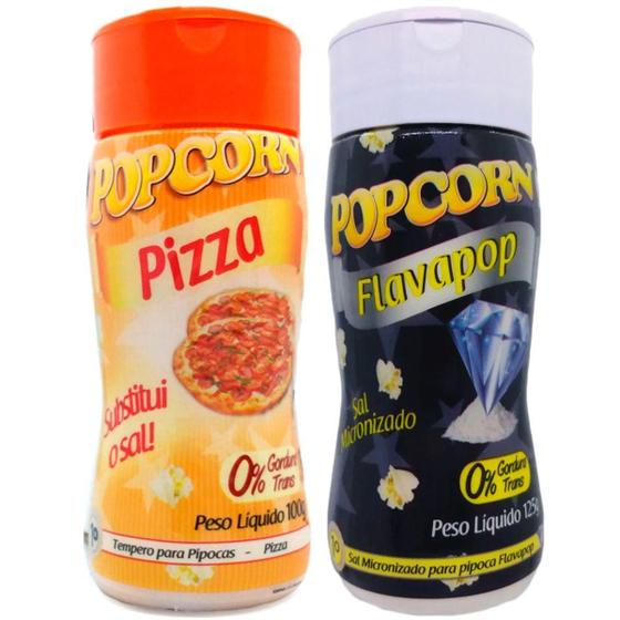 Imagem de Temperos Pipoca Cx/24 Frascos 12 Flavapop Manteiga 12 Pizza