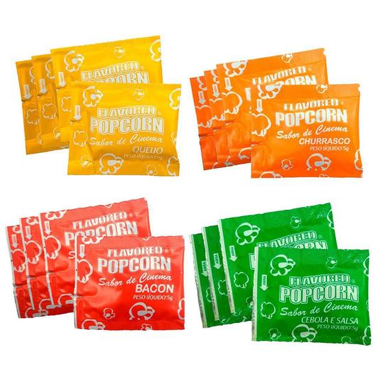 Imagem de Temperos Popcorn 100 Sachês - 4 Sabores 25 Sachês Cada