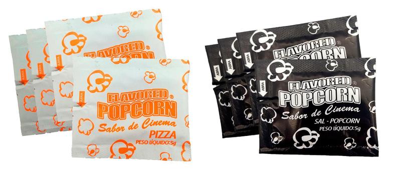 Imagem de Temperos Popcorn 50 Sachês - 25 Pizza, 25 Sal Popcorn