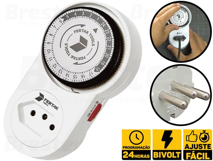 Imagem de Temporizador Mecânico De Tomada Bivolt Automático 110V/220V