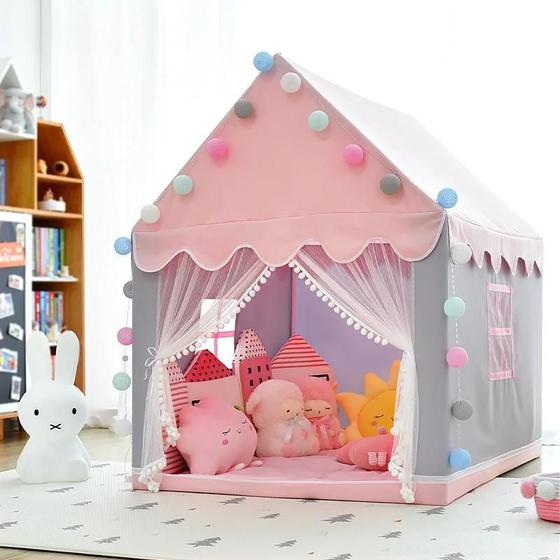Tenda Castelo De Princesa Rosa Para Meninas, 1.35m, Grande, Dobrável, ...