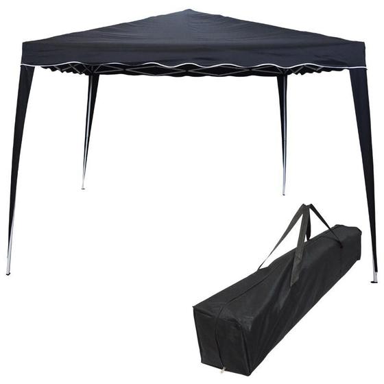 Imagem de Tenda Gazebo Articulada 3x3 m Barraca Praia Camping Sanfonada Dobrável Preta Aço com Bolsa