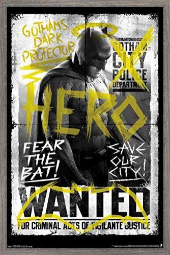 Imagem de Tendências Internacional DC Comics Filme - Batman vs Superman - Fear the Bat Wall Poster, 22.375" x 34", Barnwood Framed Version