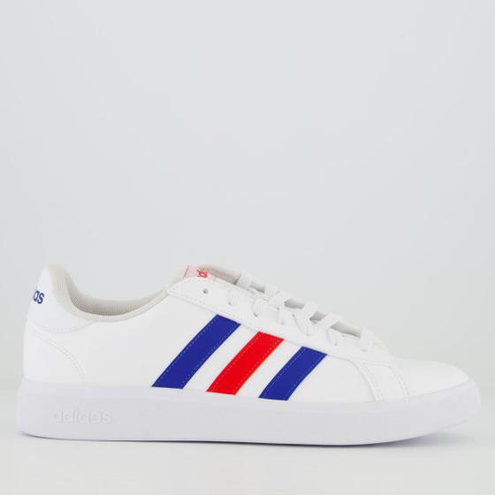 Tênis Adidas Grand Court Base 2.0 III Branco e Azul Menor preço em Tênis Adidas Grand Court Base 2.0 III Branco e Azul