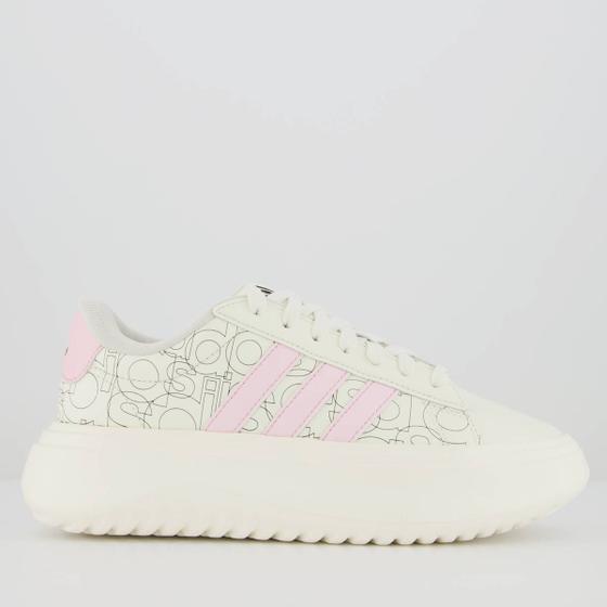 Imagem de Tênis Adidas Grand Court Platform Feminino Off White e Rosa