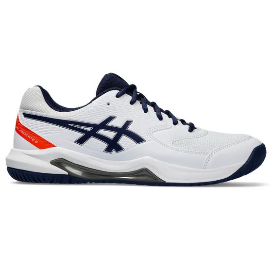 Imagem de Tênis ASICS GEL-Dedicate 8 - Masculino - Branco, Laranja e Azul