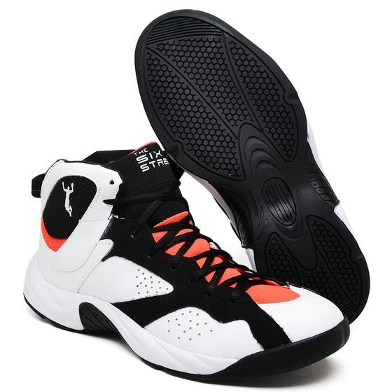 Tênis Basquete Masculino Dunk Cano Alto Six Street Preto/Laranja Menor preço em Tênis Basquete Masculino Dunk Cano Alto Six Street Preto/Laranja