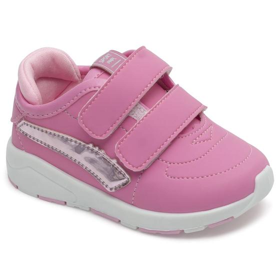Imagem de Tenis Bebe Infantil Sem Cadarço Pink com Branco Pimpolho