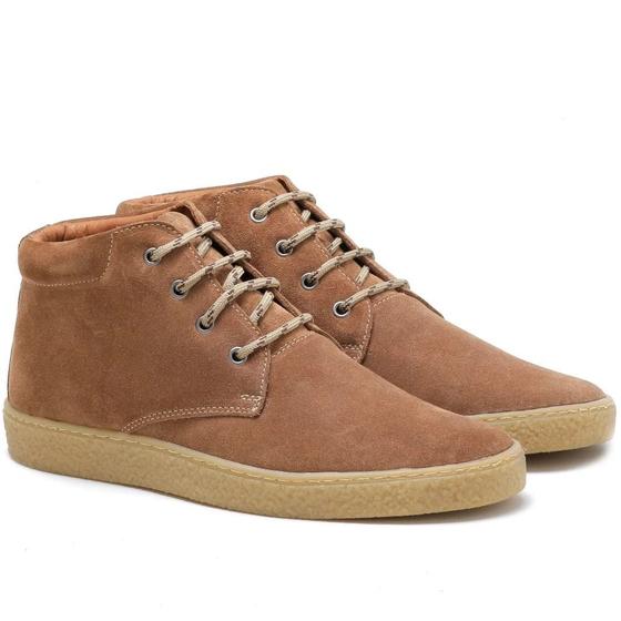 Imagem de Tênis Bota Masculino Skate Casual Couro 100% Camurça Sola Crepe Lindo