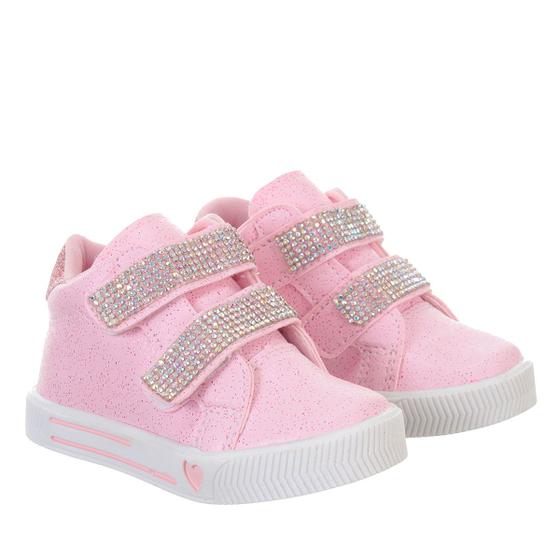 Imagem de Tenis Botinha Para Meninas De Luxo Infantil Feminina Com Strass Rosa