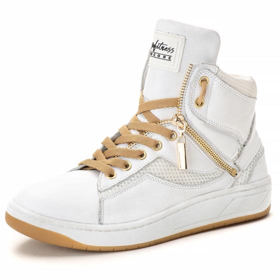 Imagem de Tenis Botinha Sneakers Feminino Couro Para Treinos Extremos Fashion