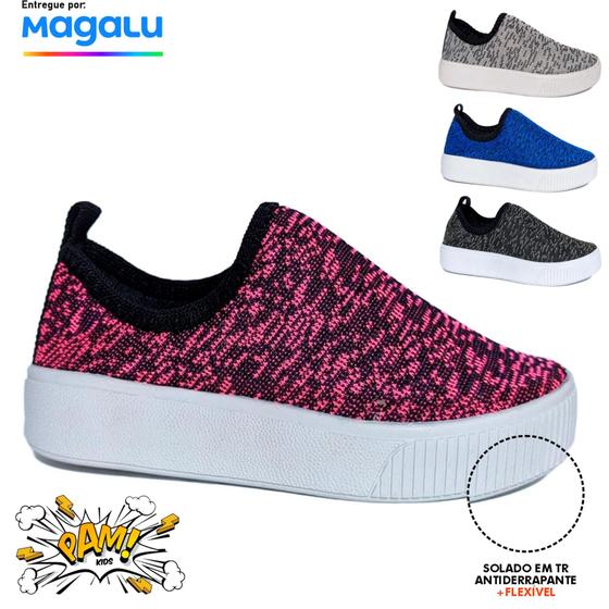 Imagem de Tênis calce fácil infantil menino menina slip on barato casual sem cadarço sola alta moda lançamento