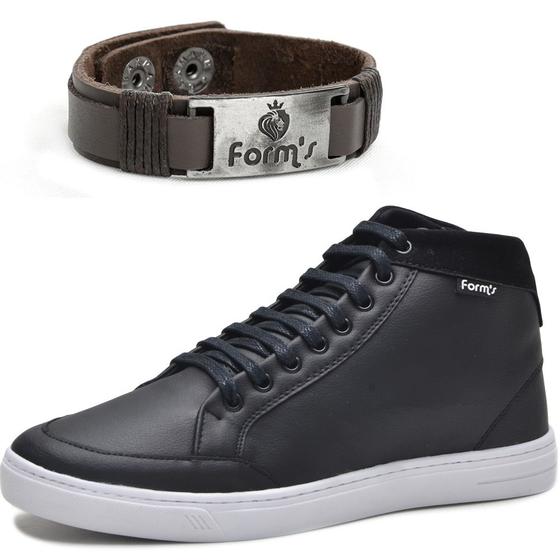 Imagem de Tênis Cano Alto Casual Masculino com Bracelete Form's Preto