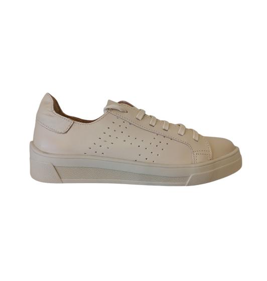 Imagem de Tênis Casual Feminino em Couro Creme Sola Creme Flatform