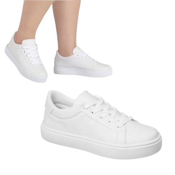 Imagem de Tênis Casual Feminino Sapatênis Branco Básico