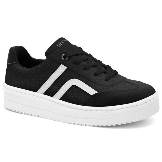 Imagem de Tênis Casual Feminino SNK Preto Branco Ramarim 2491103-0003