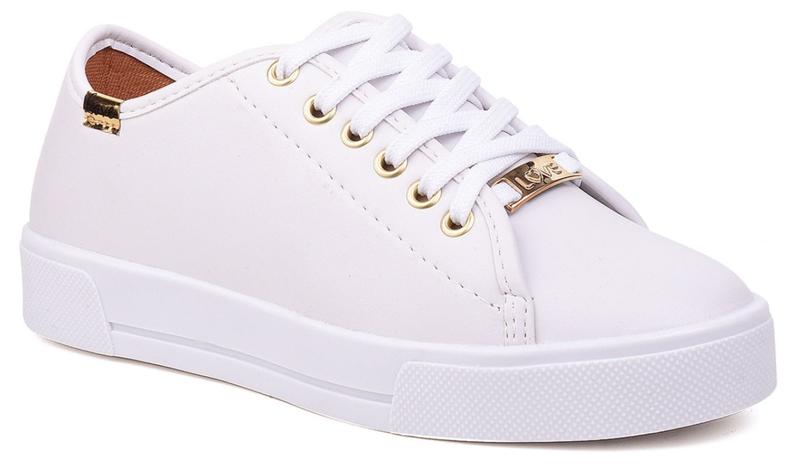 Imagem de Tênis Casual Feminino Sola Alta Flatform Básico Love Liso Cadarço