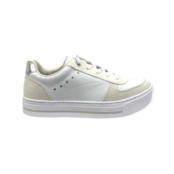 Imagem de Tênis Casual Feminino Sola Caixa Alta Branco Ice Confortável Ramarim Ref: 24-93203