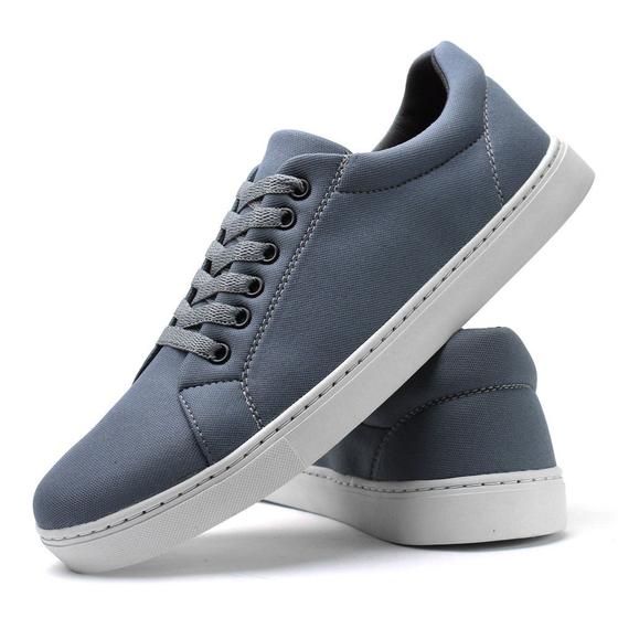 Tênis Casual Lona Masculino Confortável Com Cadarço e Detalhe Costura Lateral Menor preço em Tênis Casual Lona Masculino Confortável Com Cadarço e Detalhe Costura Lateral