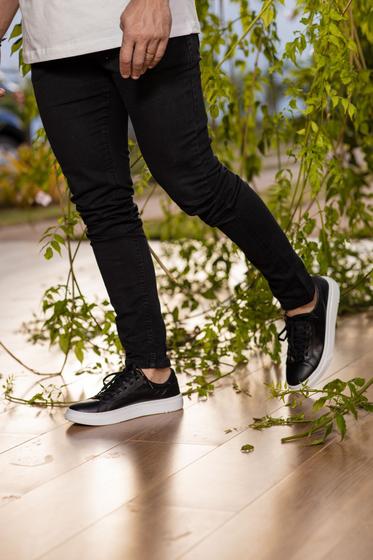 Tênis casual masculino em couro 100% legítimo sola robusta de borracha Menor preço em Tênis casual masculino em couro 100% legítimo sola robusta de borracha