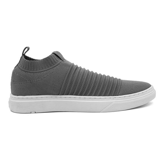 Imagem de Tênis Casual Masculino Knit Bolt Conforto sem Cadarço Cinza