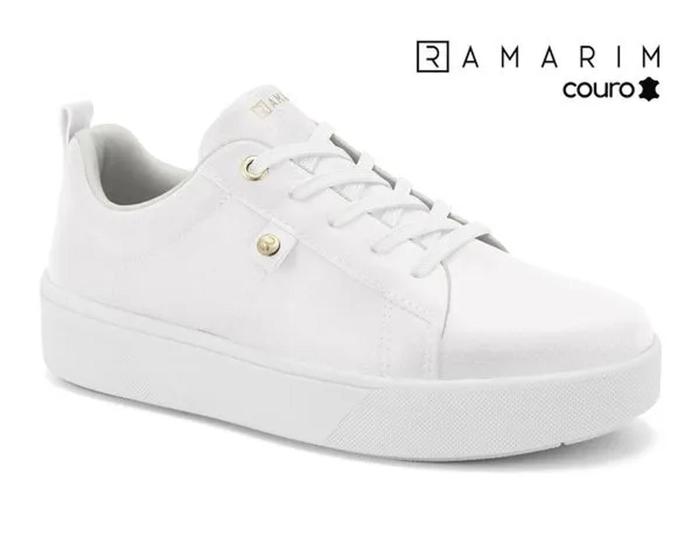 Imagem de Tênis Casual Ramarim Couro 2482102-2 Branco Conforto Total