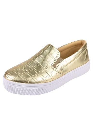 Imagem de Tênis Casual Rosa Chic Calçados Feminino Calce Fácil Bordado Dourado