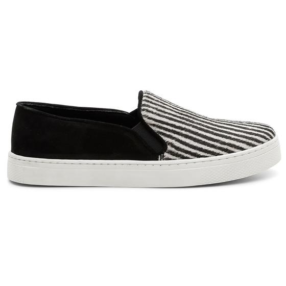 Imagem de Tênis Casual Slip On Couro Feminino Solado Flatform Flexível