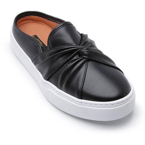 Tênis Casual Slip On Mule Feminino Cristaishoes Preto Menor preço em Tênis Casual Slip On Mule Feminino Cristaishoes Preto