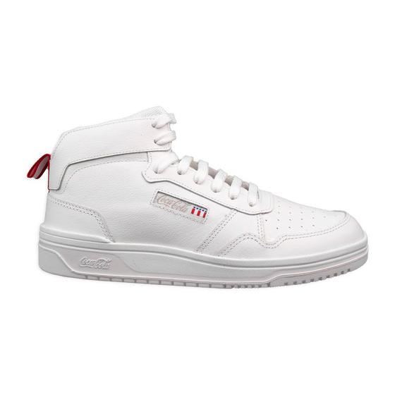 Imagem de Tênis Coca Cola March Ray Leather Hi Masculino All White