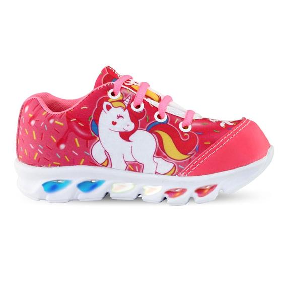 Imagem de tenis de led infantil feminino unicornio com luzinha meninas