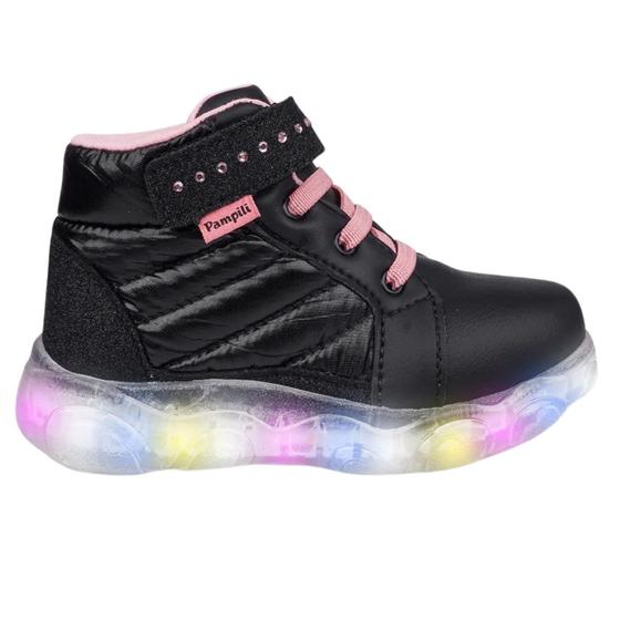 Tênis de Led Infantil Pampili Liz Luz Cano Médio Tênis