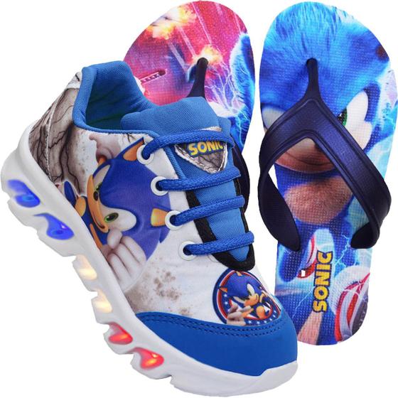 Imagem de Tenis De Led Infantil Sonic Veloz + Chinelo Lançamento