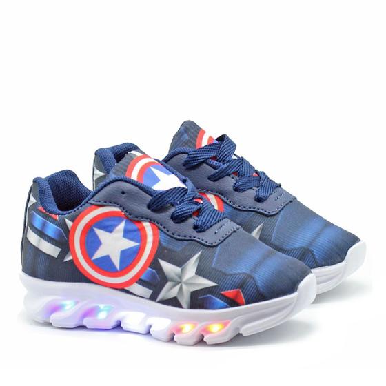 Imagem de Tenis de Led Luz  capitao america infantil junvenil masculino Light Star