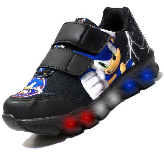 Imagem de Tenis De Led Masculino Sonic Calce Facil Meninos Infantil Estilo Original