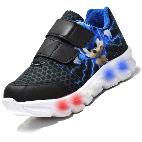 Imagem de Tenis De Led Masculino Sonic Calce Facil Meninos Infantil Estilo Original