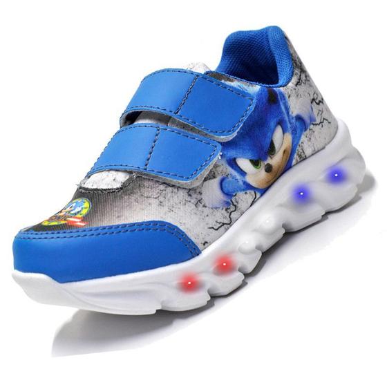 Imagem de Tenis De Led Masculino Sonic Calce Facil Meninos Infantil Estilo Original